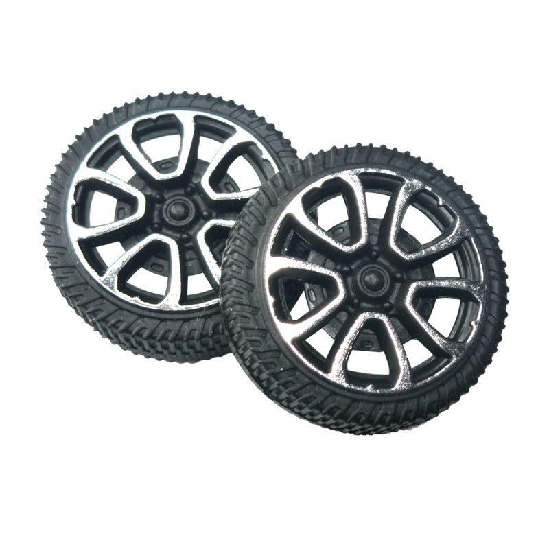 EUDAX 100pcs Plastic Roll 2mm Dia Shaft Car Truck Model Toys Wheel (30mmx9mm) - Image 4